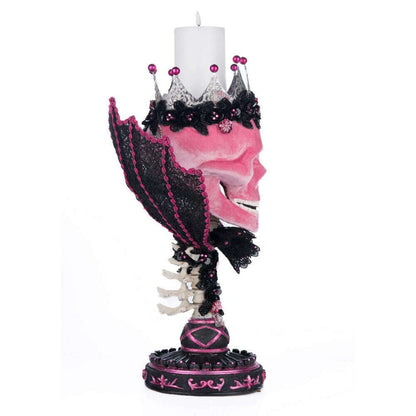 Pink Passion Skull Pillar Candle Holder | Halloween Decor | Katherine's Collection