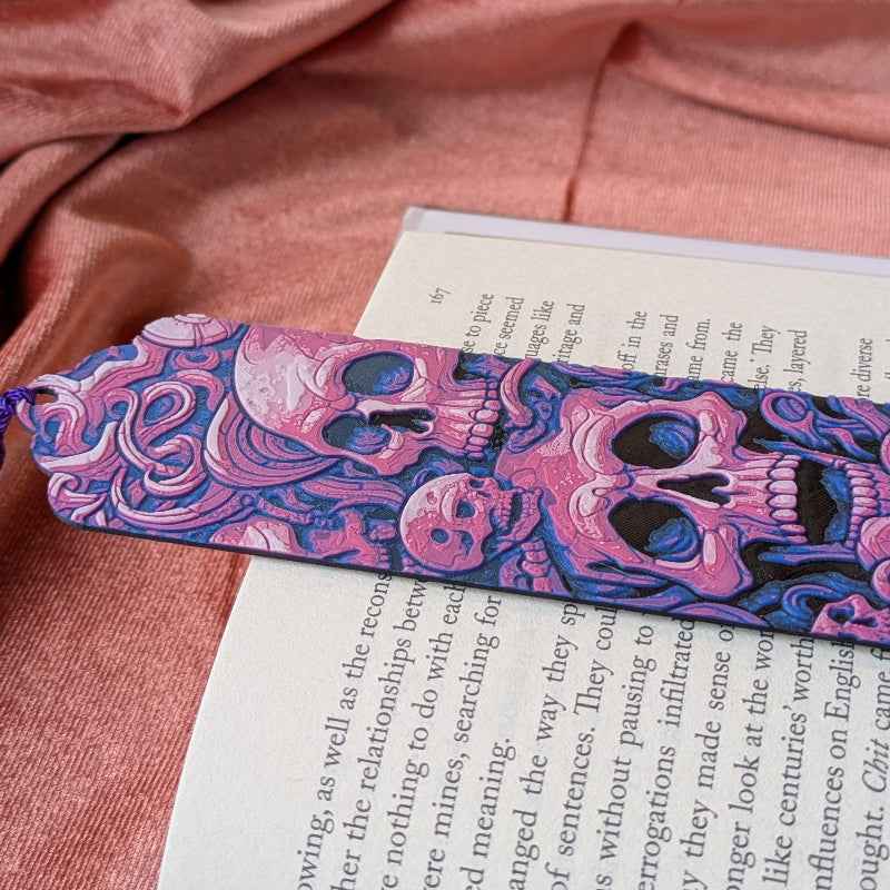 Purple Skull Folklore Bookmark 6x2 Art Reader Gift