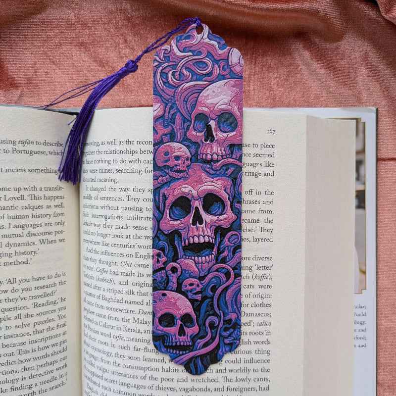 Purple Skull Folklore Bookmark 6x2 Art Reader Gift