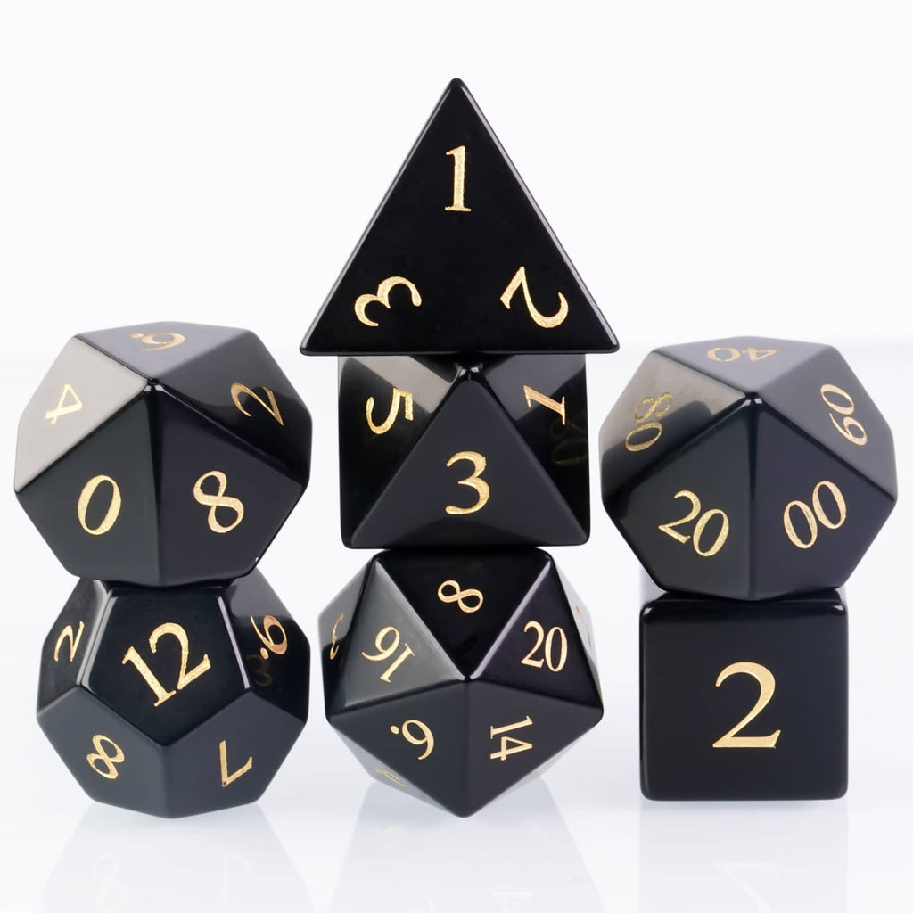Polished Obsidian Gemstone Dice Set
