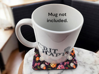 Polyhedral dice and floral desk set, mouse pad, coaster