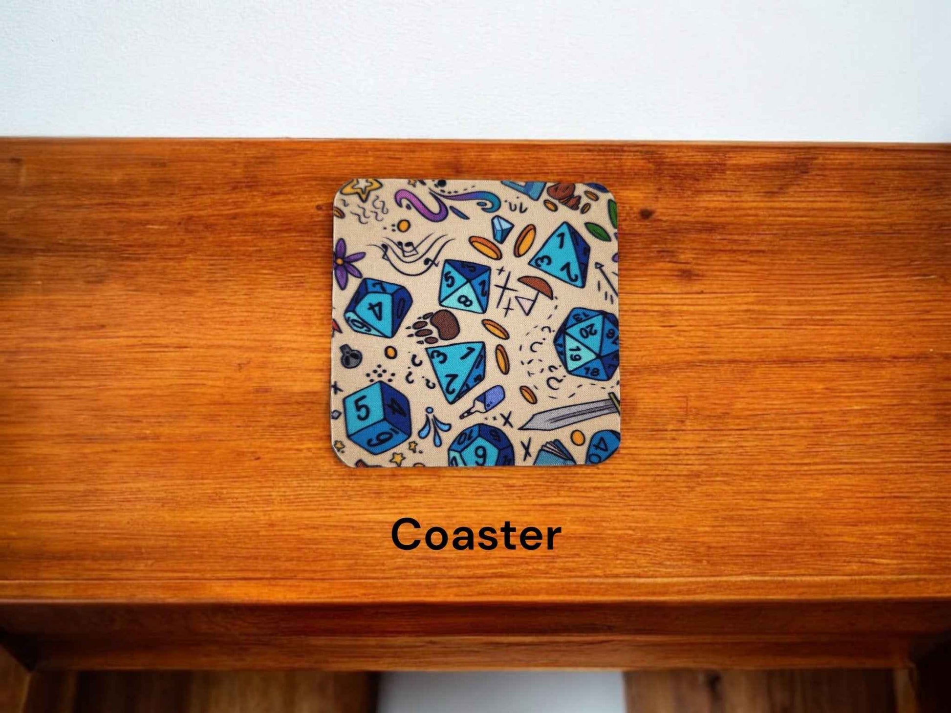 Polyhedral dice themed desk set, mouse pad, coaster