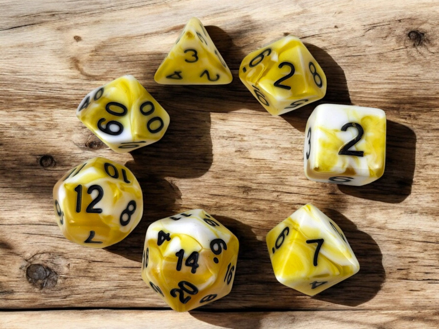 Potion of Speed Dice Jar — Yellow & White 7-Piece DND Dice Set