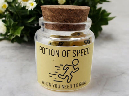 Potion of Speed Dice Jar — Yellow & White 7-Piece DND Dice Set