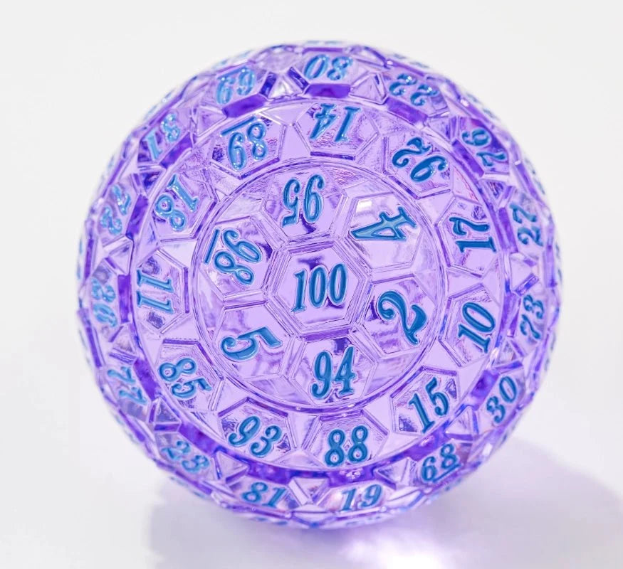 Premium Pink Acrylic D100 Dice – Bright Blue Numbering