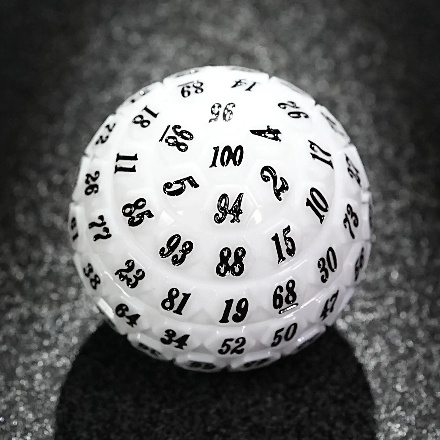 Premium White Acrylic D100 Dice – Classic Black Numbering