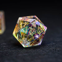 Prismatic Rainbow Glass Gemstone Dice Set