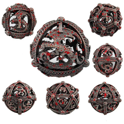 Pteranodon Round Bloodstained Hollow Metal D&D Dice Set