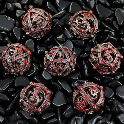 Pteranodon Round Bloodstained Hollow Metal D&D Dice Set