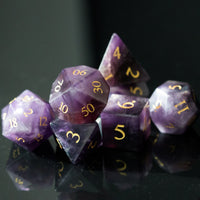Purple Amethyst Gemstone Dice Set