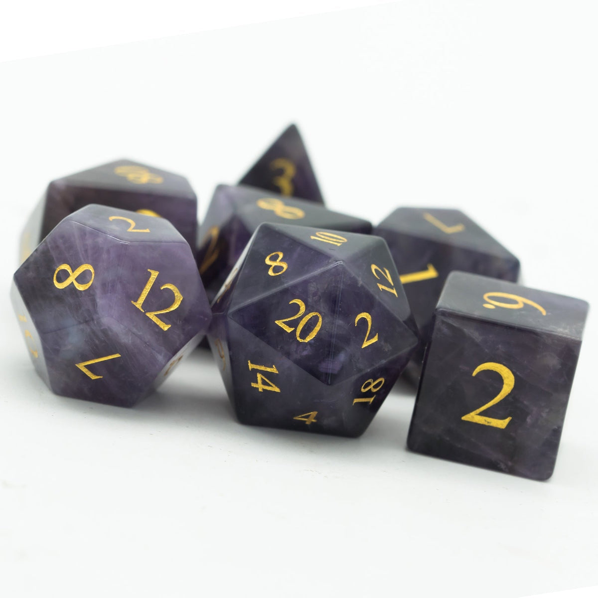 Purple Amethyst Gemstone Dice Set