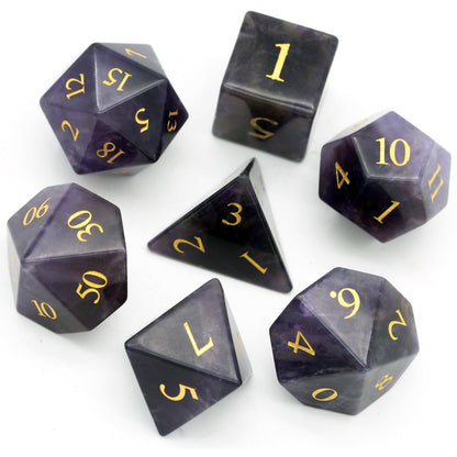 Purple Amethyst Gemstone Dice Set