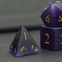 Purple Cat Eye Gemstone Dice Set