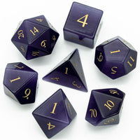 Purple Cat Eye Gemstone Dice Set