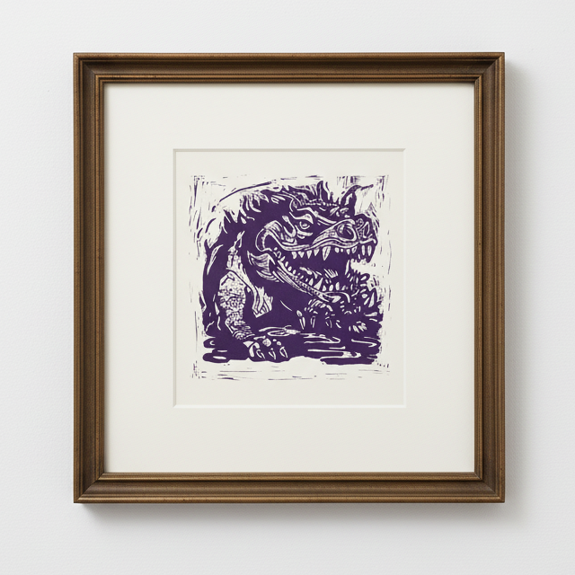 Purple Hodag Folklore Art Print Archival Reproduction Wall Art