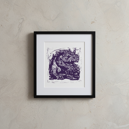 Purple Hodag Folklore Art Print Archival Reproduction Wall Art