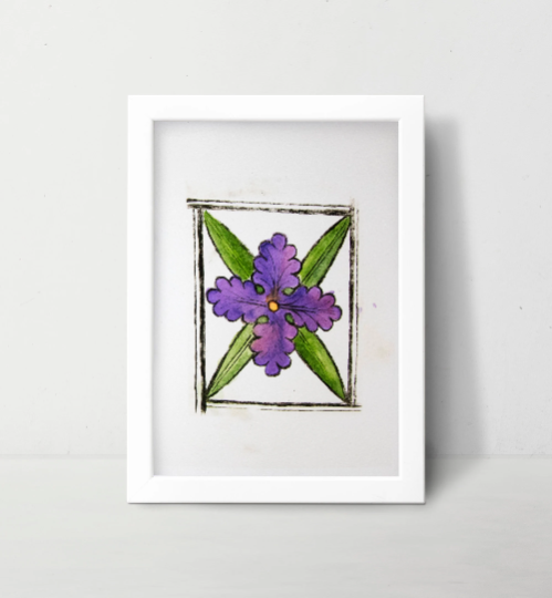 Purple Flower Art Print - Gothic Cathedral Inspired Medieval Decor