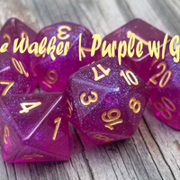 Time Walker | Purple w/Gold Glitter 7-Dice Set RPG Dice Set