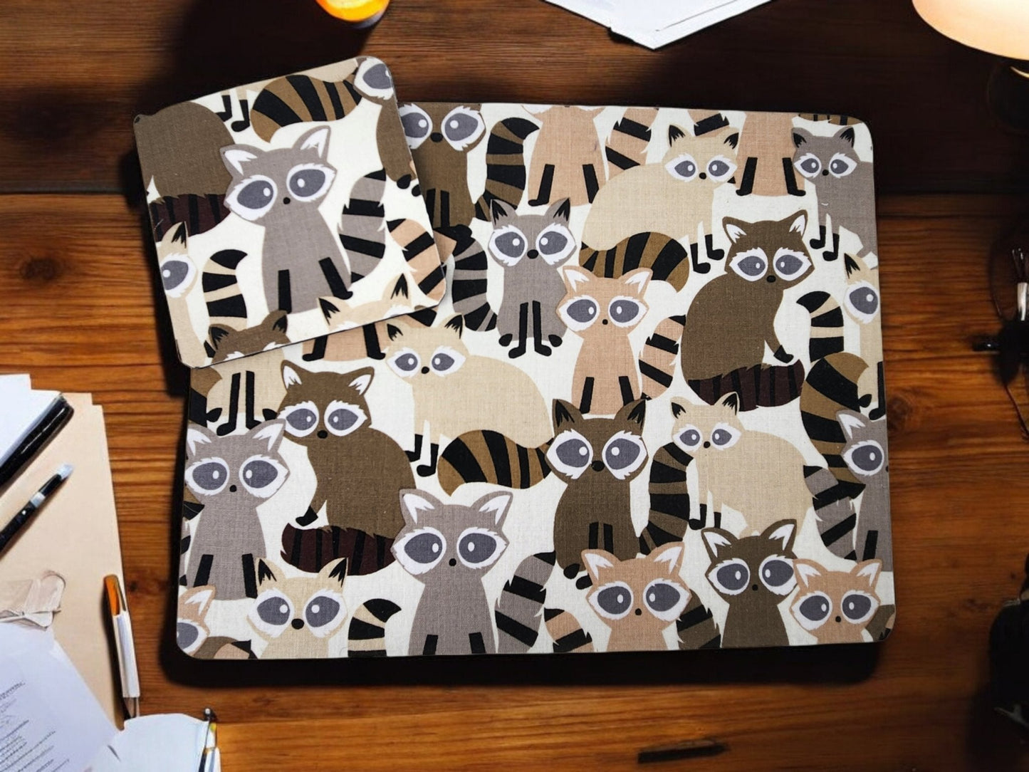 Raccoon Desk Set — Mousepad & Coaster for Gamers