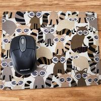 Raccoon desk set, mouse pad, coaster