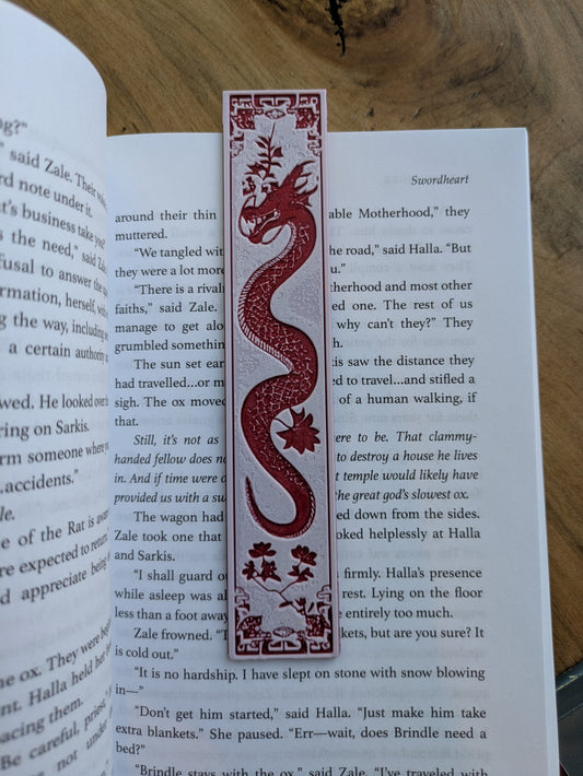 Red Dragon Bookmark – Heraldic Medieval Bestiary Art
