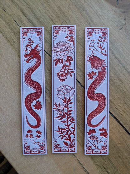 Heraldic Dragon Bookmark Set – Medieval Bestiary Art for Book Lovers