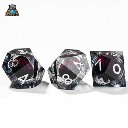 Red Eye Spirit Liquid Lock Black Crystal D10 Dice-Resin 10 Siede Dice