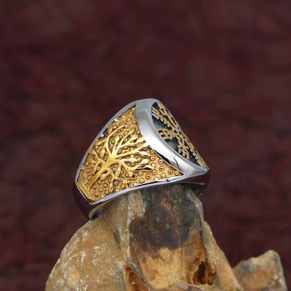 Viking Vegvisir Tree of Life Stainless Steel Ring