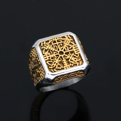 Viking Vegvisir Yggdrasil Solid Stainless Steel Ring