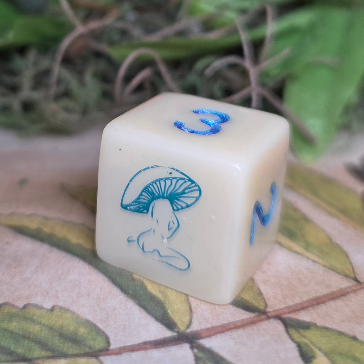 'Mushroom Maidens' Individual Bone Tone Color Handmade D6 Gaming Dice