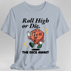 Roll High or Die Retro D&D T-Shirt - D20 Dice Tee