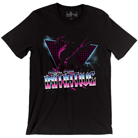 Roll for Initiative — Neon Dragon Synthwave D&D T-Shirt