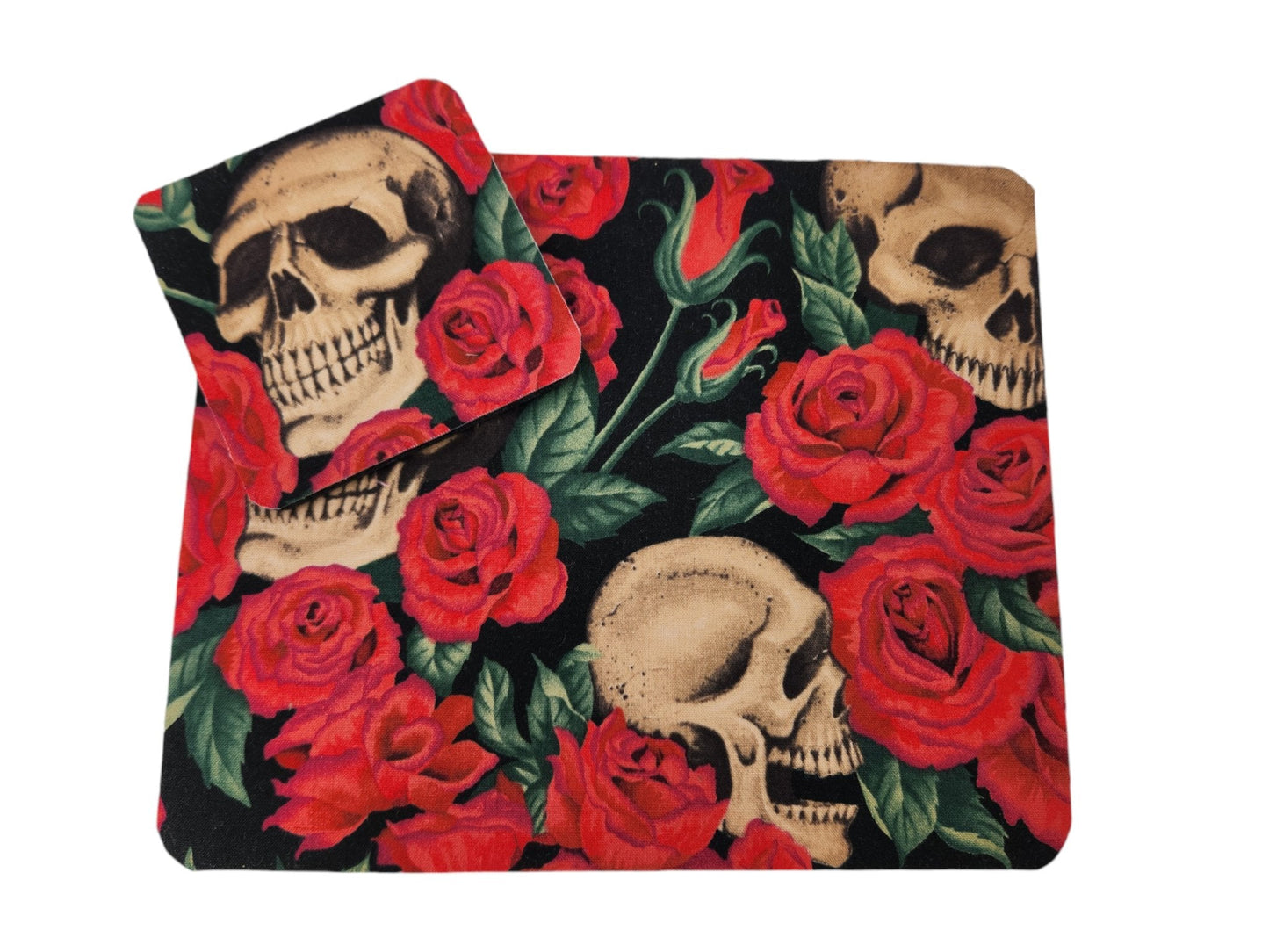 Rose and Skull desk set, mouse pad, coaster