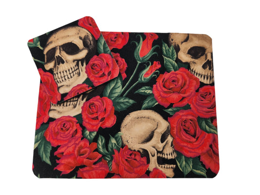 Rose and Skull desk set, mouse pad, coaster
