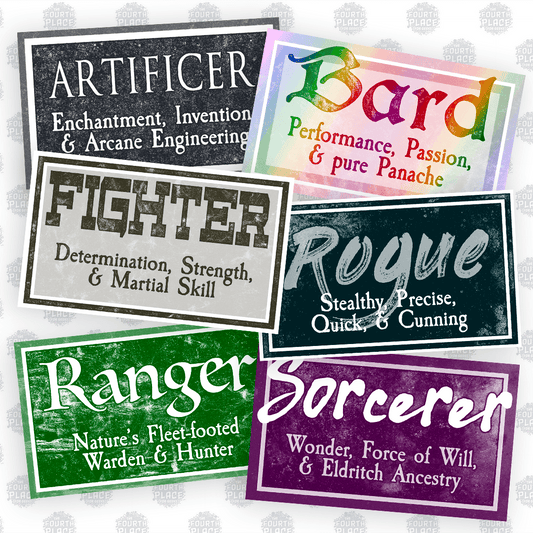 RPG Class Stickers Vol. 1 - Fantasy Character Class Vinyl Sticker Set