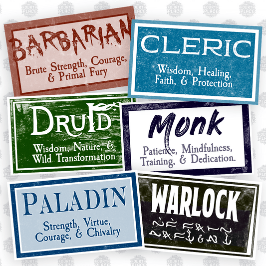 RPG Class Stickers Vol. 2 - Fantasy Character Class Vinyl Sticker Set