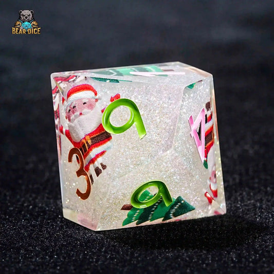 Santa Claus D10 Dice - Christmas Resin Ten-Sided Dice