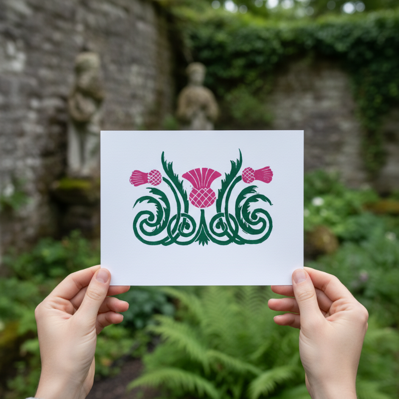 Scottish Thistle Linocut Art Print