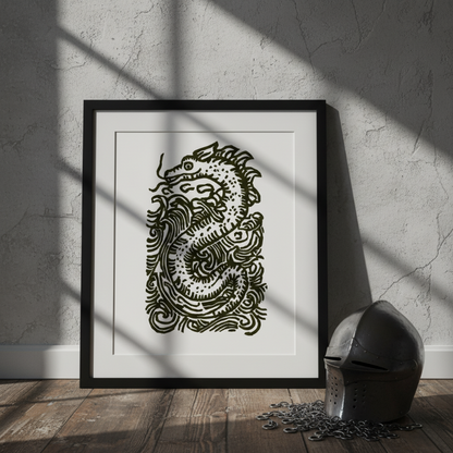 Loch Ness Sea Serpent Relief Print 5x7 Limited Edition