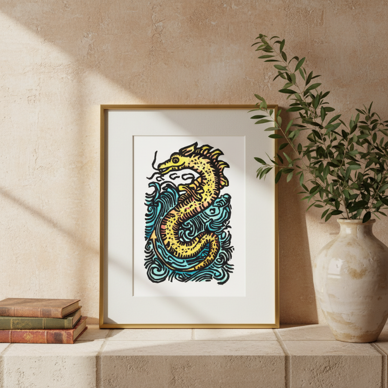 Sea Serpent Folklore Art Print | Fine Art Reproduction