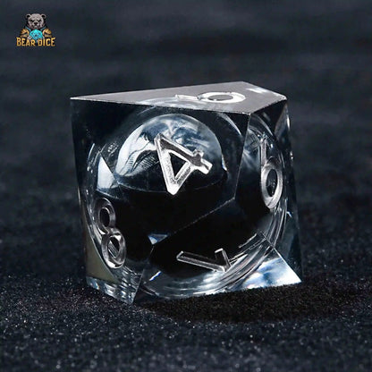 Shadow Skull  D10 Dice Black Translucent Resin 10 Sided Dice