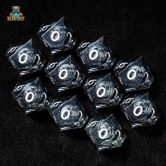 Shadow Skull  D10 Dice Black Translucent Resin 10 Sided Dice