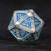 Silver and Blue Greek Refrain Metal DND Dice Set