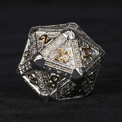 Silver and Gold Greek Style Metal DND Dice Set