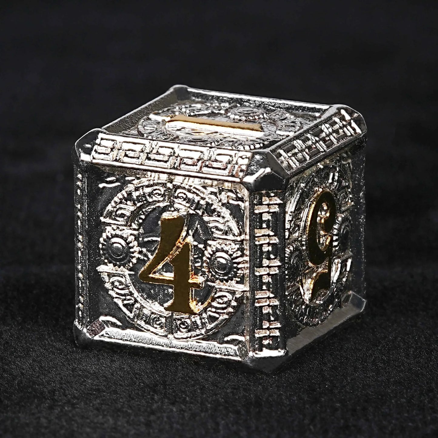 Silver and Gold Greek Style Metal DND Dice Set