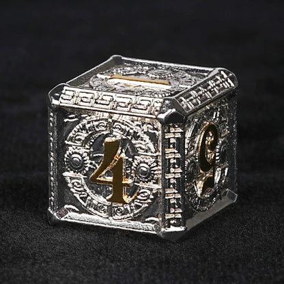 Silver and Gold Greek Style Metal DND Dice Set