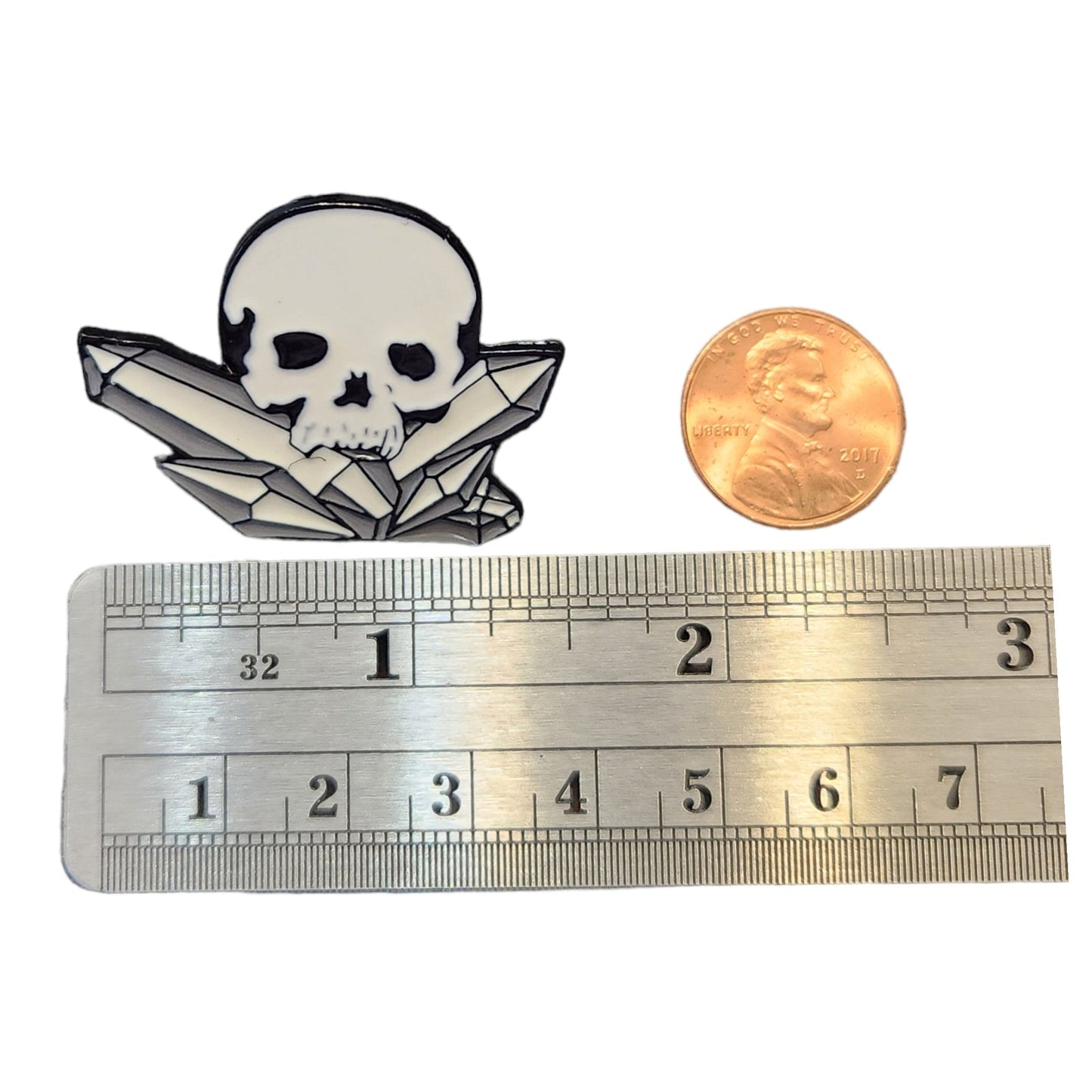 Skull and Crystal Enamel Pin