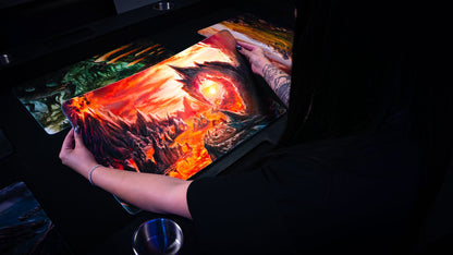 "Smoldering Mountain" — Fallen Lands Playmat by Carlos Balarezo