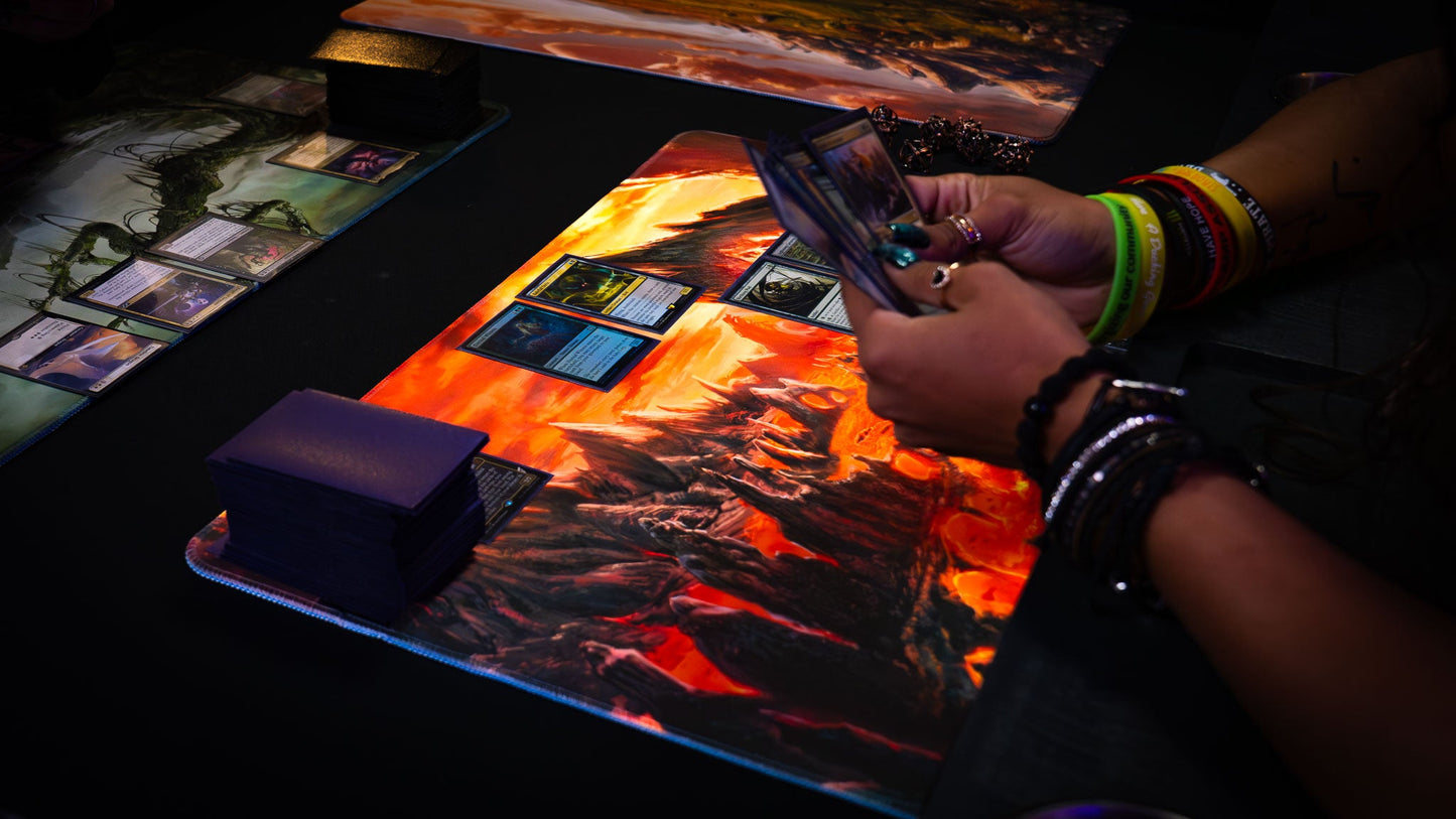 "Smoldering Mountain" — Fallen Lands Playmat by Carlos Balarezo