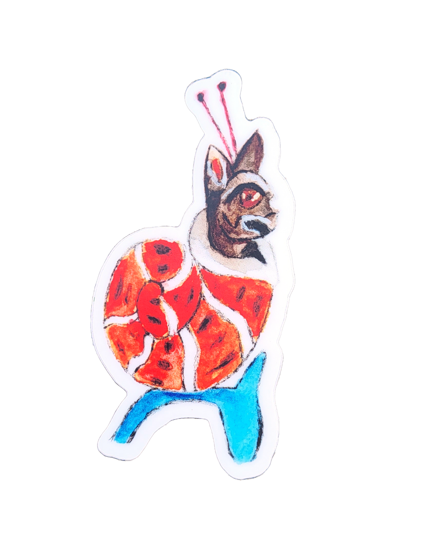 Medieval Snail Cat Sticker Whimsical Vinyl Decal